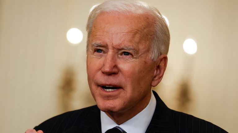 U.S. President Biden delivers status update on coronavirus vaccinations at the White House in Washington