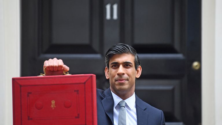 POLITICS Budget
Budget 2021
Chancellor of the Exchequer, Rishi Sunak, holds his ministerial &#39;Red Box&#39; outside 11 Downing Street, London, before heading to the House of Commons to deliver his Budget. Picture date: Wednesday March 3, 2021.