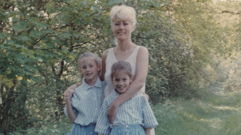 Jody, Caroline & Christine Flack, twin sisters and mother, Norfolk, 1980s. Pic: Flack family/Channel 4