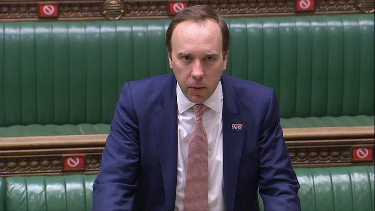 Health Secretary Matt Hancock gives an update to the Commons on the government&#39;s COVID-19 response