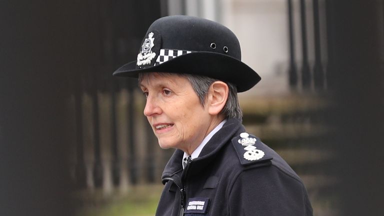 Metropolitan Police Commissioner Dame Cressida Dick arrives at New Scotland Yard in London, the day after clashes between police and crowds who gathered on Clapham Common on Saturday night to remember Sarah Everard. The Metropolitan Police has faced intense criticism for its handling of the vigil, with officers accused of "grabbing and manhandling" women during clashes with the crowd. Picture date: Sunday March 14, 2021.