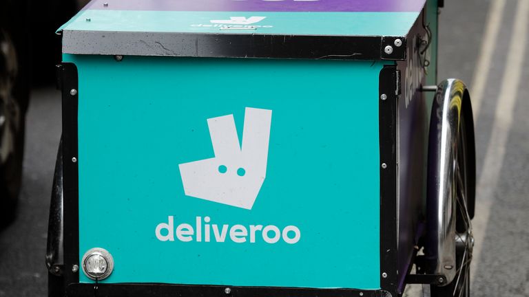 Deliveroo riders are to be rewarded with cash payouts of up to £10,000 on the day of the listing. Pic: AP