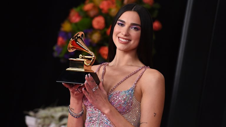 Dua Lipa won best pop album. Pic:  Jordan Strauss/Invision/AP