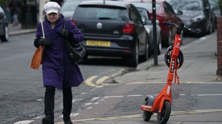 An e-scooter in Jesmond, Newcastle