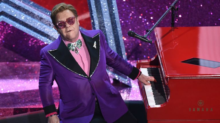 Sir Elton was one of Archewell Audio&#39;s first guests. Pic: AP Photo/Chris Pizzello