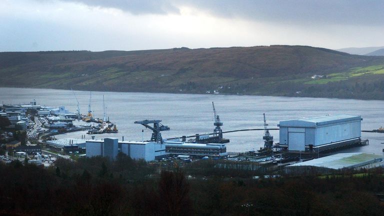Faslane Nuclear Base, home of the Trident nuclear submarines.  File image