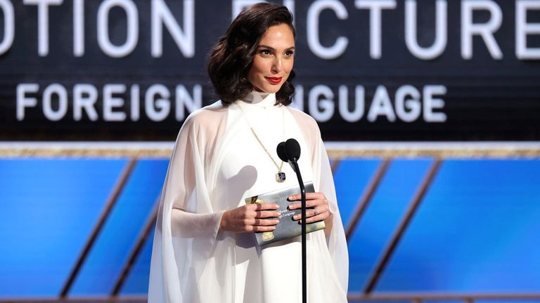 Gal Gadot presents an award in this handout photo from the 78th Annual Golden Globe Awards in Beverly Hills, California, U.S., February 28, 2021. Rich Polk/NBC Handout via REUTERS ATTENTION EDITORS