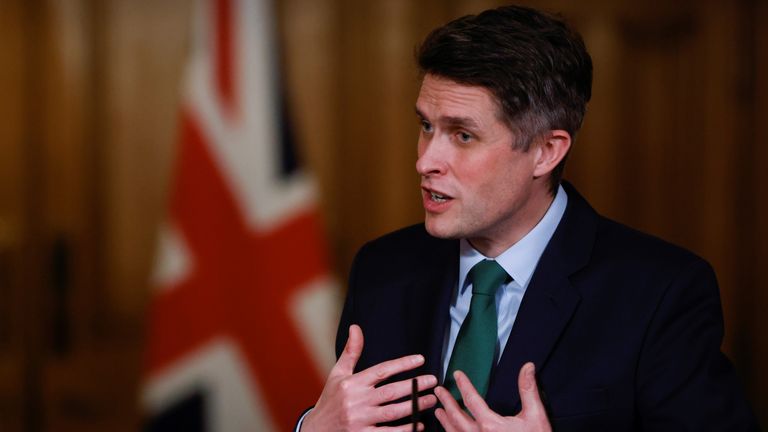 Education Secretary Gavin Williamson during a media briefing in Downing Street