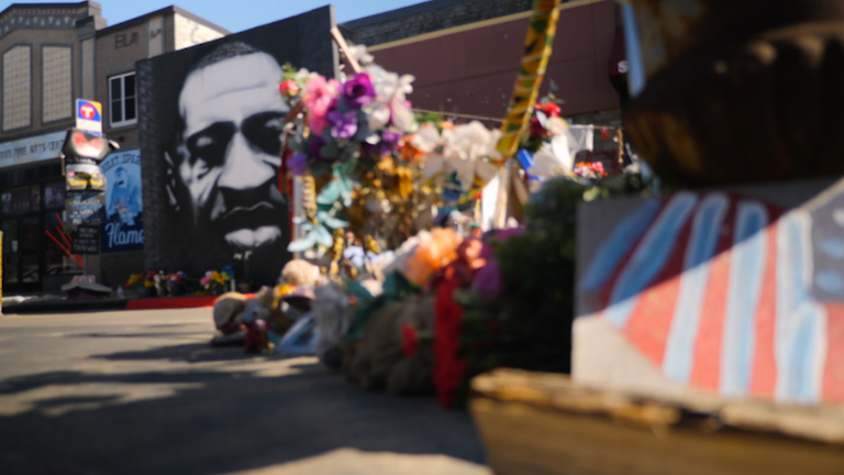 The memorial in Minneapolis to the death of George Floyd