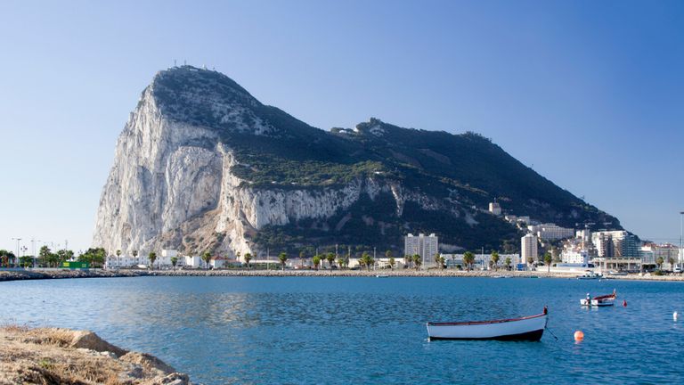 An up close shot of Gibraltar from La Linea, Spain.

