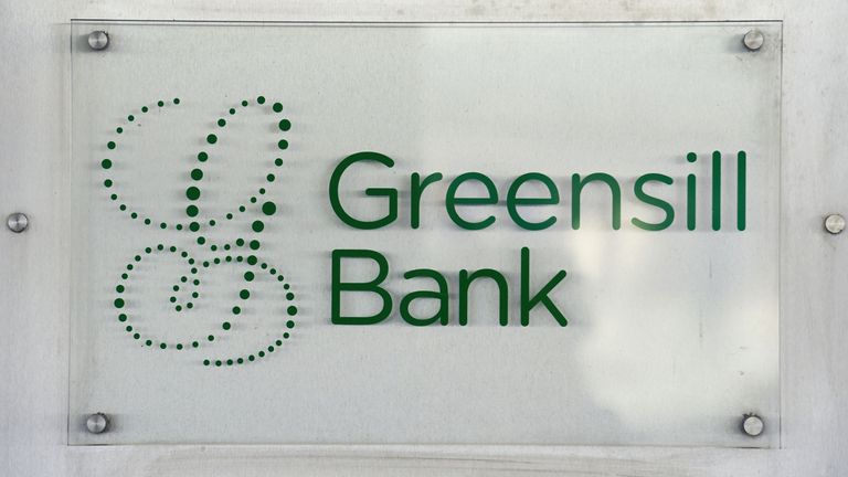FILE PHOTO: The logo of Greensill Bank is pictured in downtown Bremen, Germany, July 3, 2019. REUTERS/Fabian Bimmer/File Photo