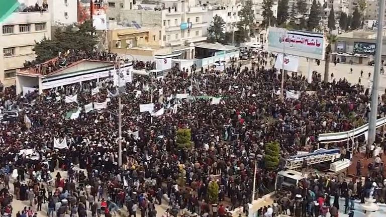 Ten years of conflict in Syria marked by huge gathering in Idlib