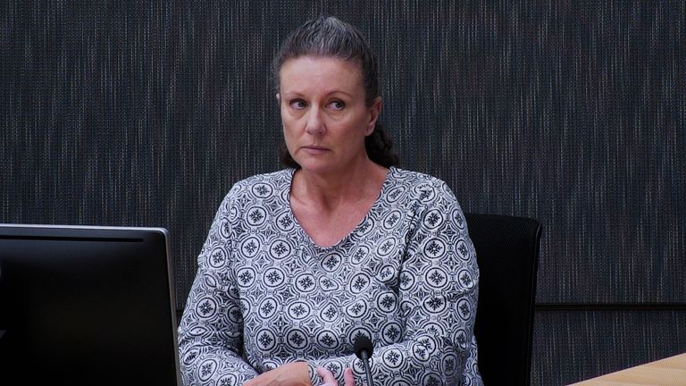 Kathleen Folbigg appears via video link during a convictions inquiry at the New South Wales Coroners Court, in Sydney, in 2019. Pic: AP