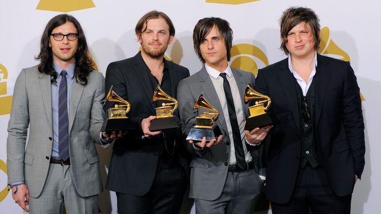 The Kings of Leon win record of the year for Use Somebody at the Grammys in 2010. Pic: AP