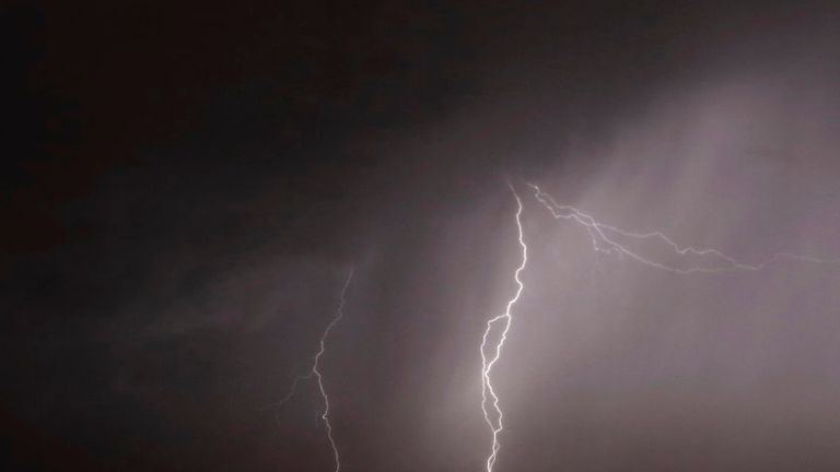 Lightning strikes the Mediterranean Sea near Hadera, Israel, Thursday, Dec. 6, 2018. (AP Photo/Ariel Schalit)


