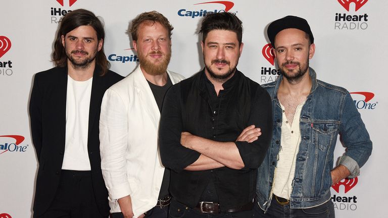 Ben Lovett, Marcus Mumford, Winston Marshall and Ted Dwane of Mumford & Sons at the iHeartRadio Music Festival in Las Vegas in 2019. Pic: AP/imageSPACE/MediaPunch/IPx