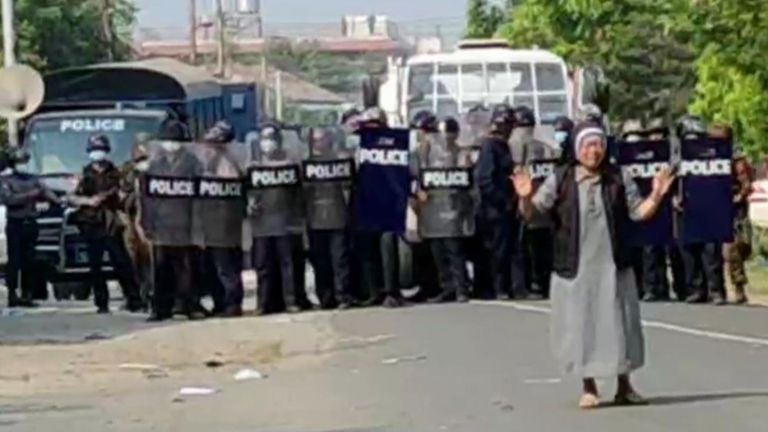 A nun who knelt in front of armed security forces in Myanmar to stop them firing on civilians has said she was prepared to die to save protestors’ lives.