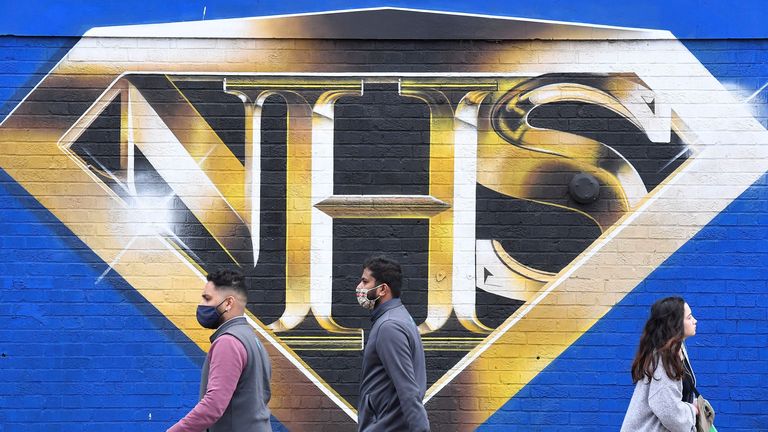 A mural praising the NHS in London