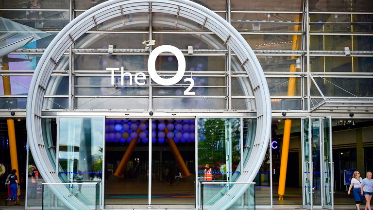 General view of The O2 arena, sometimes referred to as North Greenwich Arena or the Millennium Dome 29/7