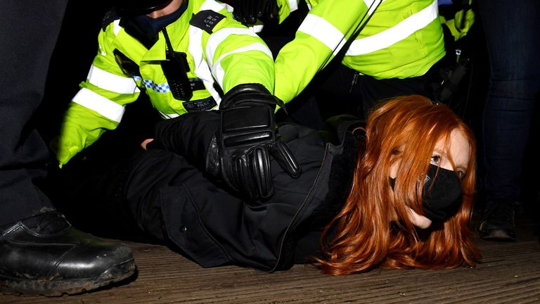 Patsy Stevenson is arrested at a vigil in memory of murdered Sarah Everard Pic: James Veysey/Shutterstock
