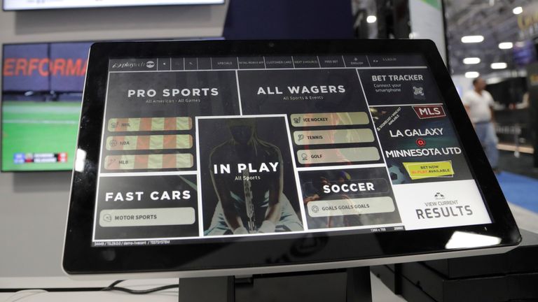 A monitor shows a Playtech bet tracker. Pic: AP