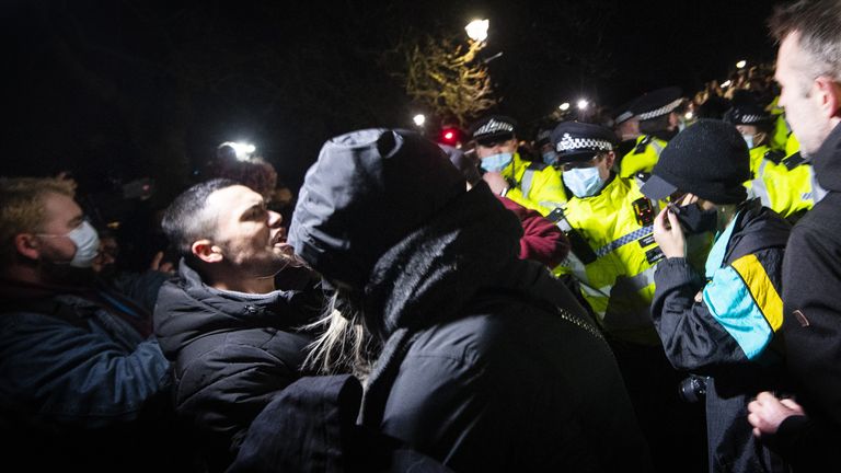 Police on Clapham Common on Saturday evening