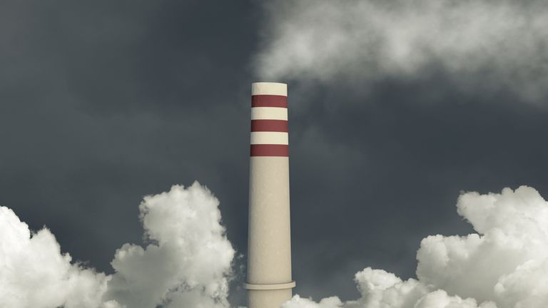 Factory smokestack emitting toxic fumes