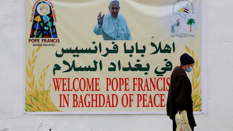 The pontiff is visiting Baghdad during a fresh wave of coronavirus cases