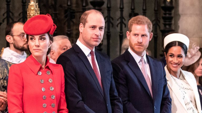 Harry and Meghan with Kate and William at Westminster Abbey in 2019