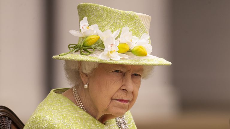 Queen Elizabeth II sits for a service to mark the Centenary of the Royal Australian Air Force at the CWGC Air Forces Memorial in Runnymede, Surrey. Picture date: Wednesday March 31, 2021.