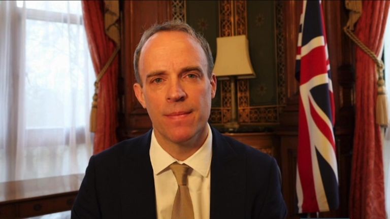Dominic Raab said the UK &#34;will never give up standing up for our values&#34;.