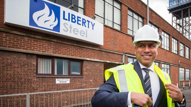 Sanjeev Gupta, the head of the Liberty Group, following a ceremony where Tata Steel has handed over the key to two Lanarkshire steel plants to metals firm Liberty House, at Dalzell steelworks in Scotland. 8/4/2016