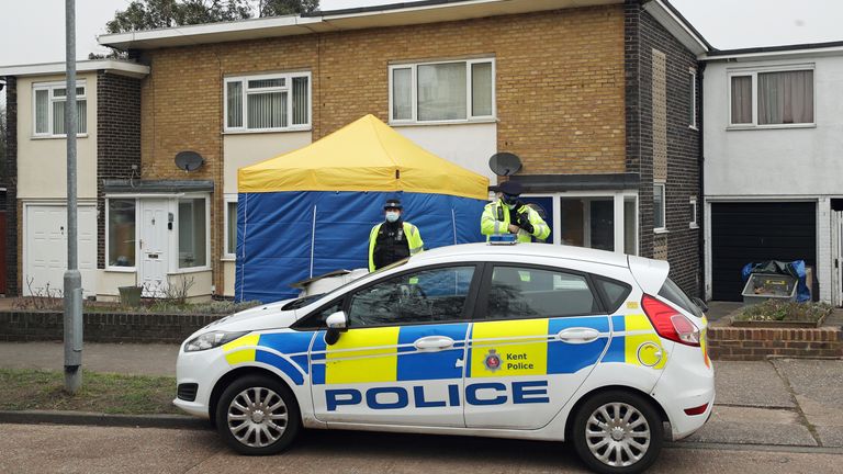 Police activity outside a house in Freemens Way in Deal, Kent