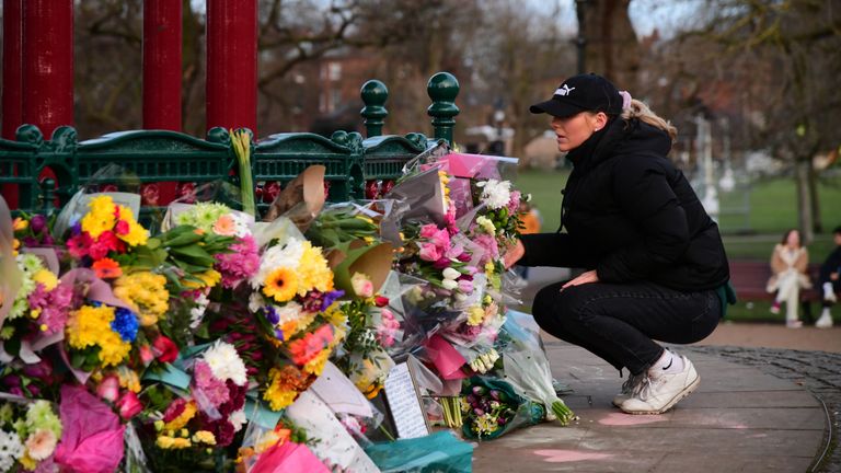 Flowers have been left at the Clapham Common bandstand, not far from where Sarah Everard went missing