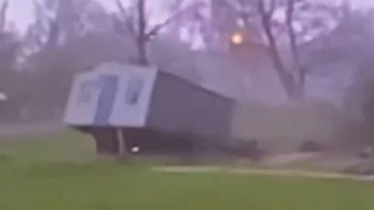 Shed is blown away by tornado in Alabama