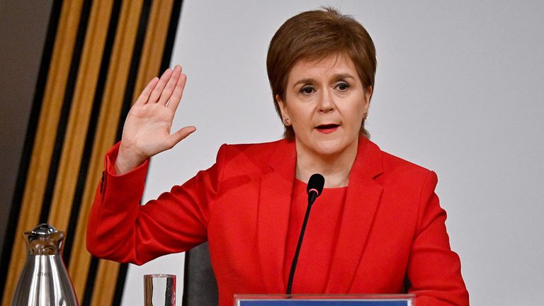 POLITICS Salmond
Harassment allegation committee hearing
First Minister Nicola Sturgeon taking oath before giving evidence to the Committee on the Scottish Government Handling of Harassment Complaints, at Holyrood in Edinburgh, examining the handling of harassment allegations against former first minister Alex Salmond. Picture date: Wednesday March 3, 2021.