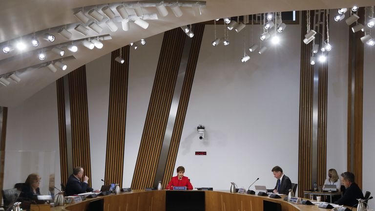 Scottish Parliament handout photo of First Minister Nicola Sturgeon before giving evidence to the Committee on the Scottish Government Handling of Harassment Complaints, at Holyrood in Edinburgh, examining the handling of harassment allegations against former first minister Alex Salmond. Picture date: Wednesday March 3, 2021.