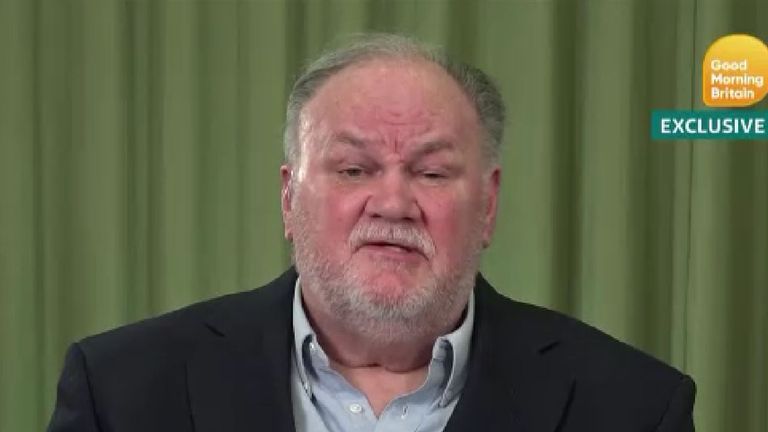 Thomas Markle said the couple &#39;went way over the top&#39; with heir interview. Pic: Good Morning Britain