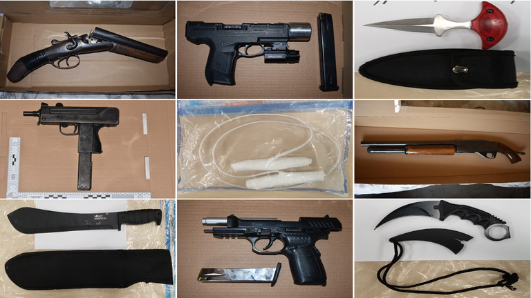 A large stash of weapons was found in a toddler&#39;s bedroom. Pic: NCA