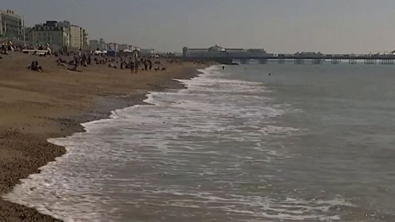 Brighton beach on the warmest March day since 1968