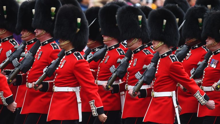 The Welsh Guards perform ceremonial duties at the royal palaces