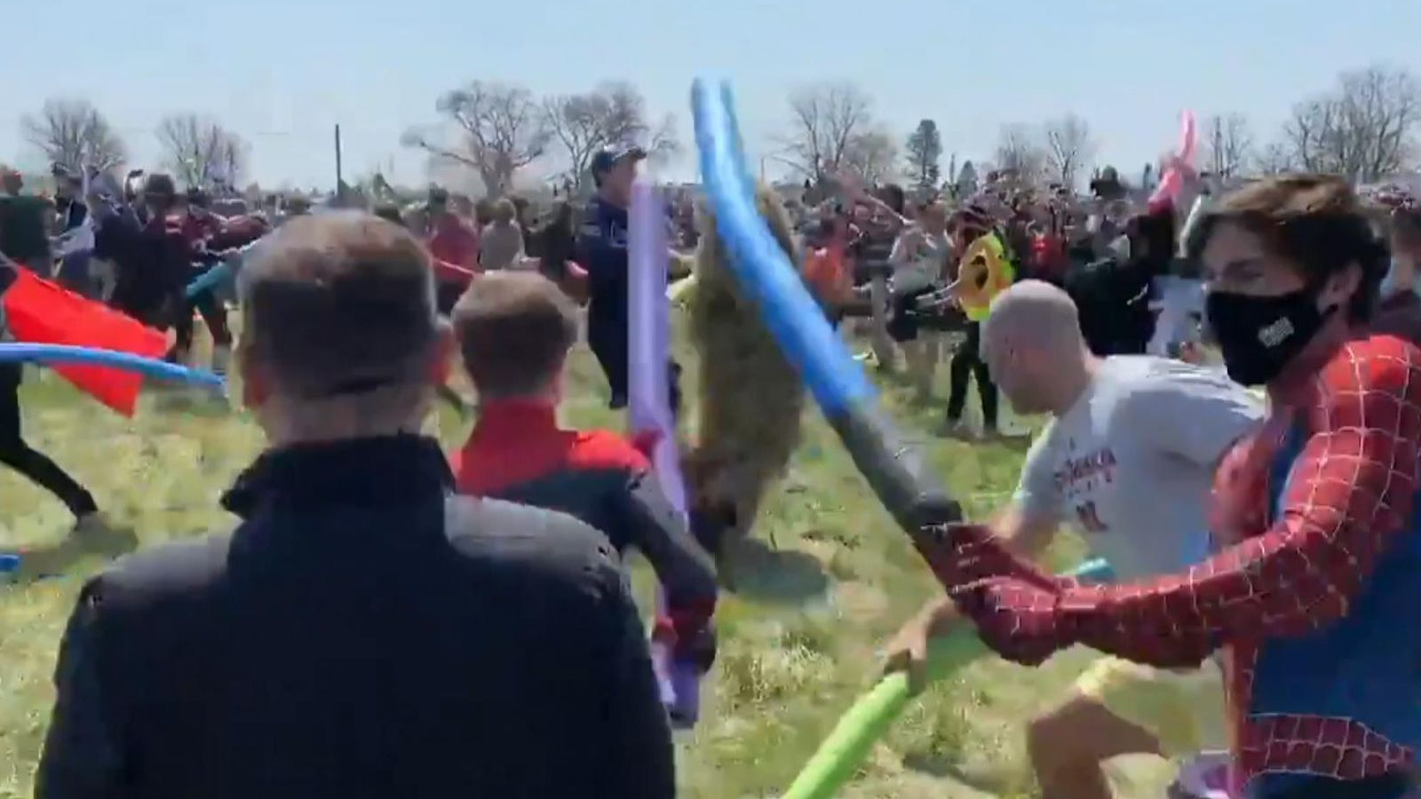 Josh fight: Spider-Men and Jedi among brawlers in viral meme contest | World News | Sky News