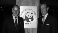 18/11/1986The Duke of Edinburgh, The World Wildlife Funds International President with Tim Walker, chairman of WWF-UK at the University of London before the Duke gave the sixth annual World Conservation Lecture
 