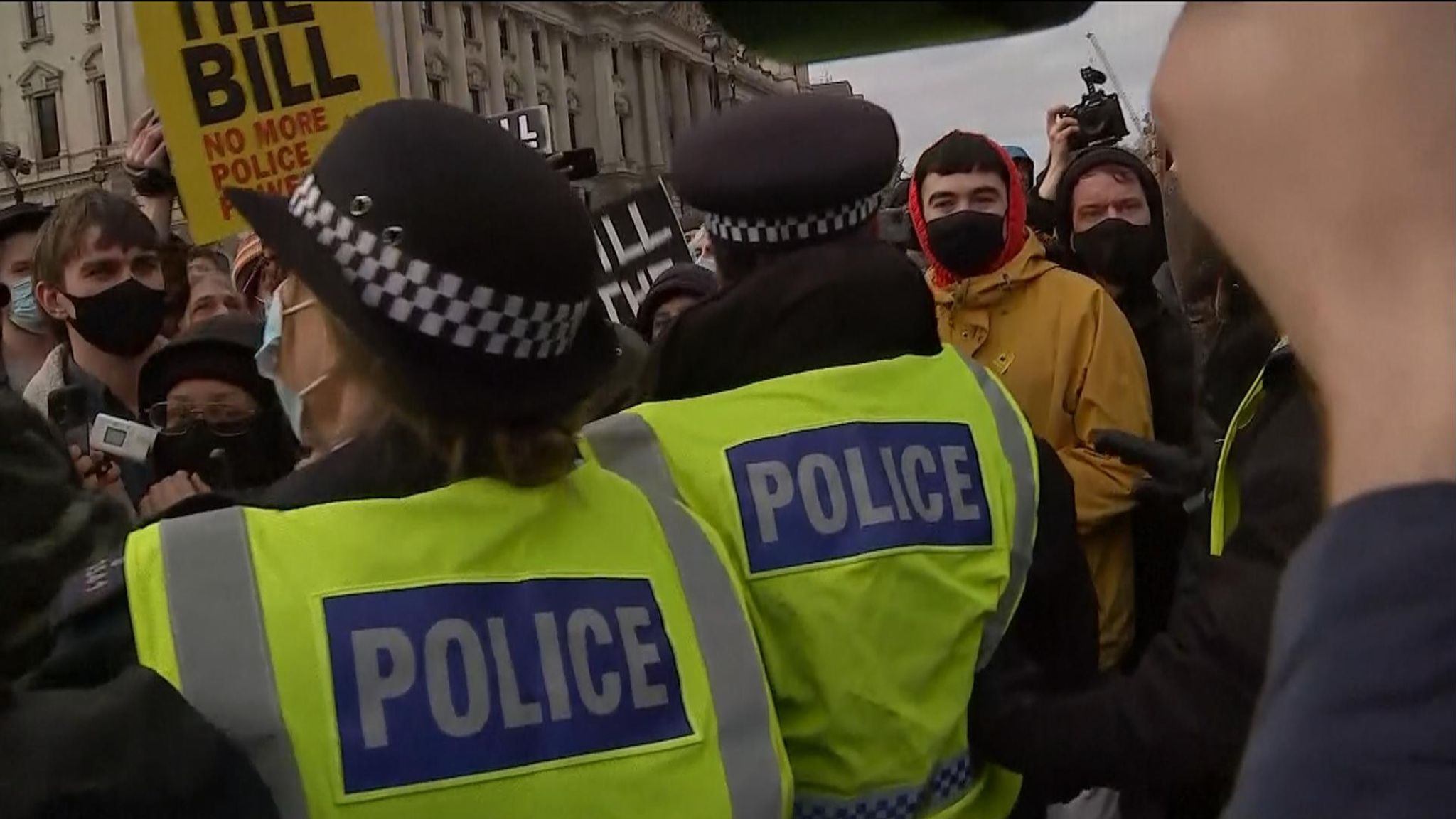 Police and demonstrators clash at 'Kill the Bill' protest in central