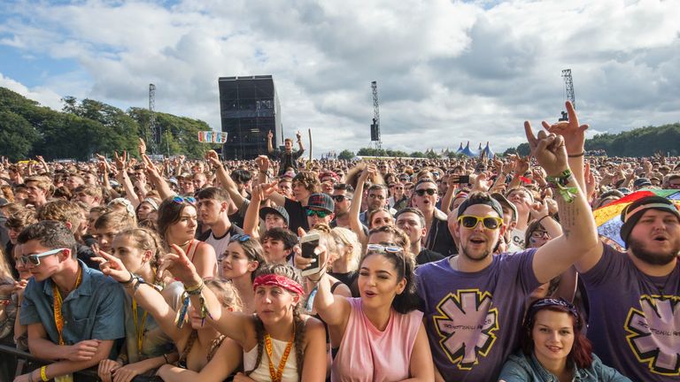 Festival-goers at Leeds Festival at Bramham Park, West Yorkshire.