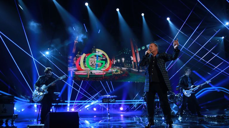 Simple Minds perform during the 2014 Sports Personality of the Year Awards at the SSE Hydro, Glasgow.