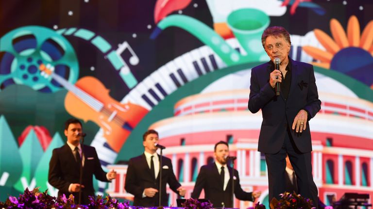 Frankie Valli performing at BBC Proms in the Park in Hyde Park, London.