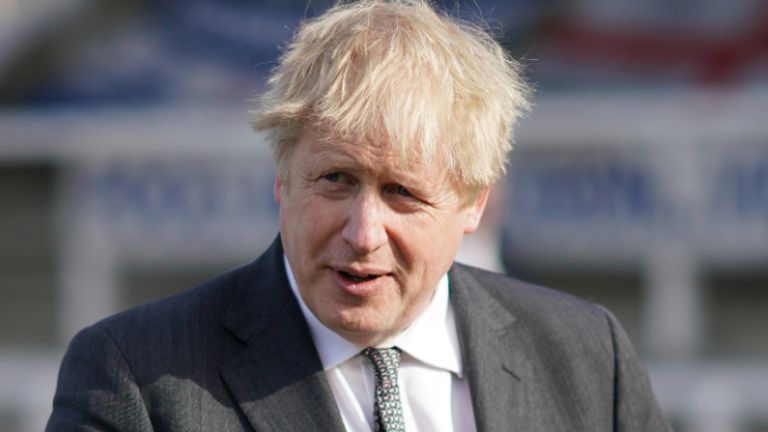 Prime Minister Boris Johnson during a visit to the Hartlepool United Football Club, in Hartlepool, ahead of the May 6 by-election. Picture date: Friday April 23, 2021.
