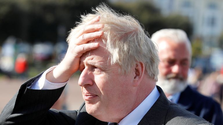 Prime Minister Boris Johnson as he visits Llandudno in Wales. Picture date: Monday April 26, 2021.