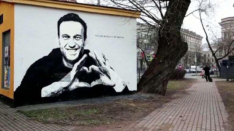Graffiti in support of Alexei Navalny in St Petersburg, Russia